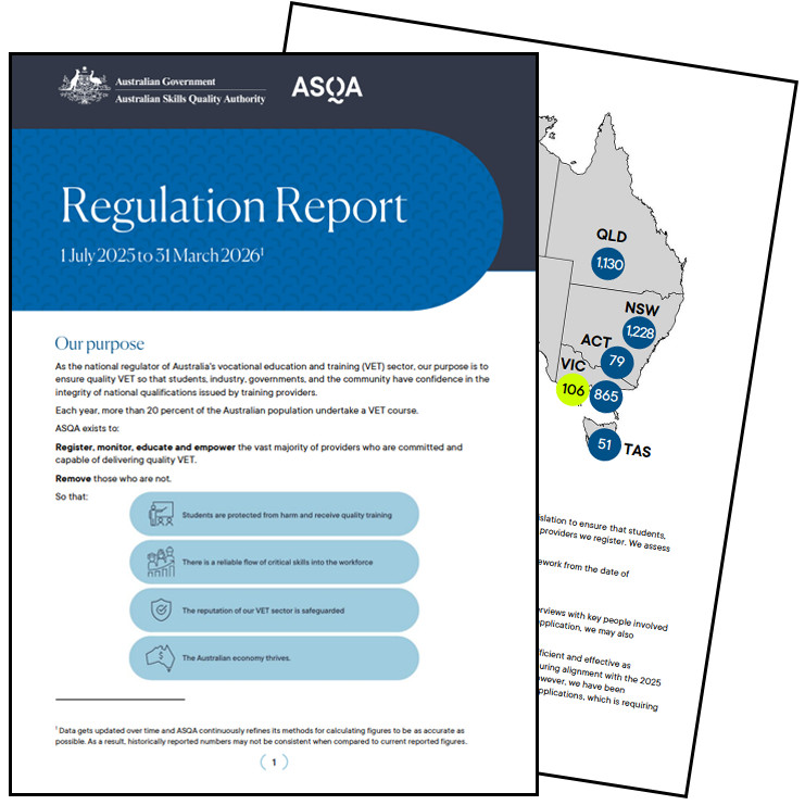 Pages 1 and 3 of Regulation report