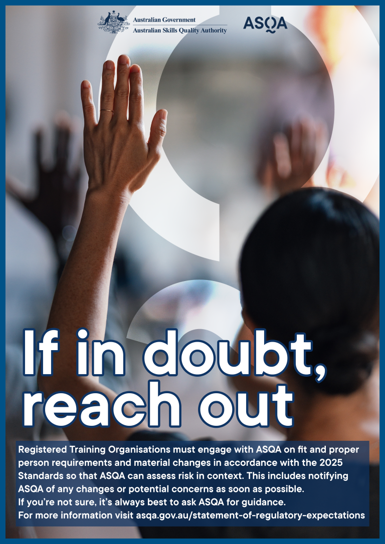 If in doubt, reach out: ASQA Statement of Regulatory Expectations