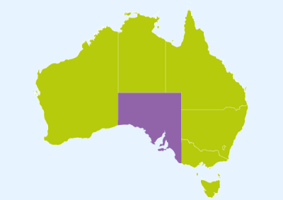 Map of Australia highlighting South Australia