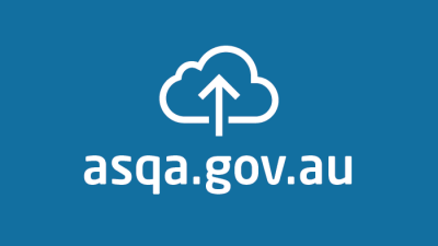 ASQA website address with upload icon. 